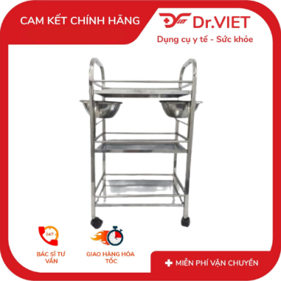 Xe đẩy 3 tầng DrViet - Inox 