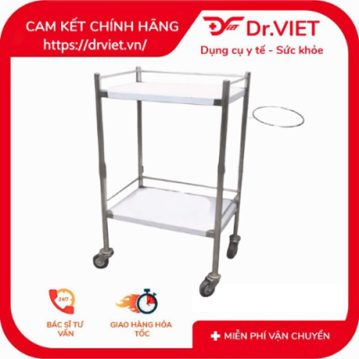 Sản phẩm Xe đẩy Inox DrViet-30x40-2 tầng-1 vòng thau-