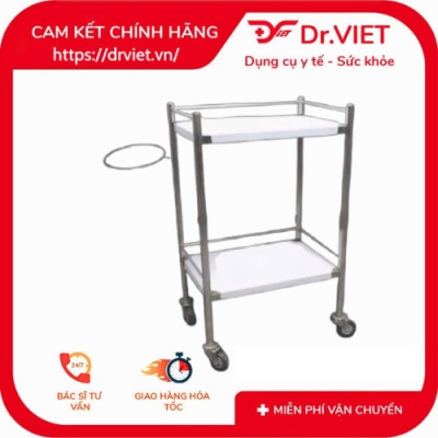 Sản phẩm Xe đẩy Inox DrViet-30x40-2 tầng-1 vòng thau-