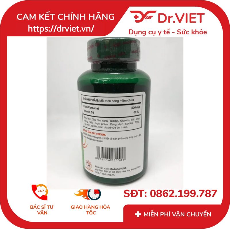 Calcium Plus Vitamin D3 Mediphar 200 viên 12 Calcium Plus Vitamin D3 Mediphar 200 viên
