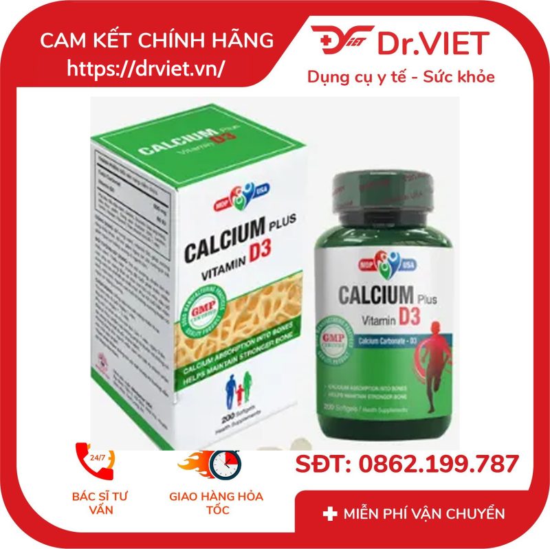 Calcium Plus Vitamin D3 Mediphar 200 viên