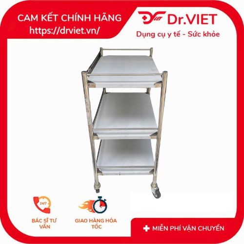 Alternative view of Xe đẩy Inox Drviet - 40x60 - 3 tầng - Không hộc