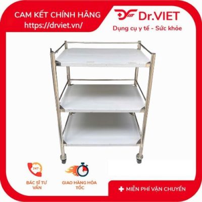 Xe đẩy Inox Drviet - 40x60 - 3 tầng - Không hộc