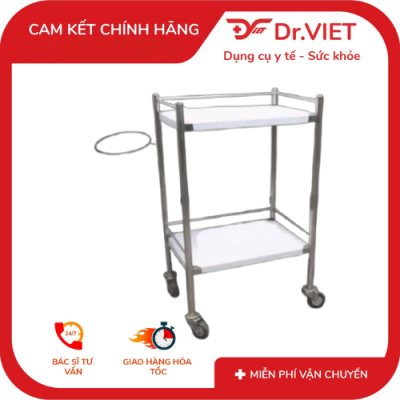 sản phẩm Xe đẩy Inox DrViet-30x40-2 tầng-1 vòng thau