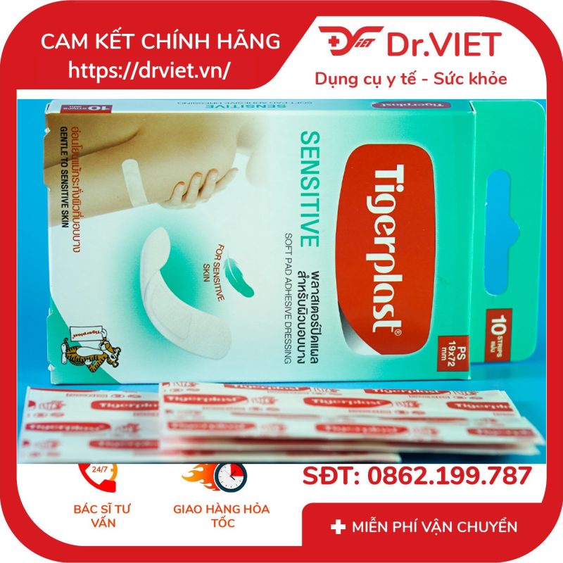 Băng cá nhân co giãn Tigerplast Sensitive Hộp 10 cái 19x72mm 10 Băng cá nhân co giãn Tigerplast Sensitive Hộp 10 cái 19x72mm
