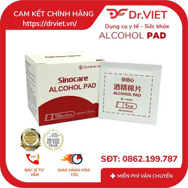 Bông Tẩm Cồn Khô SINOCARE ALCOHOL PAD 50 miếng 11 Bông Tẩm Cồn Khô SINOCARE ALCOHOL PAD 50 miếng
