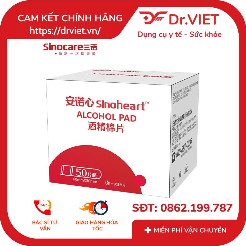 Bông Tẩm Cồn Khô SINOCARE ALCOHOL PAD 50 miếng 9 Bông Tẩm Cồn Khô SINOCARE ALCOHOL PAD 50 miếng