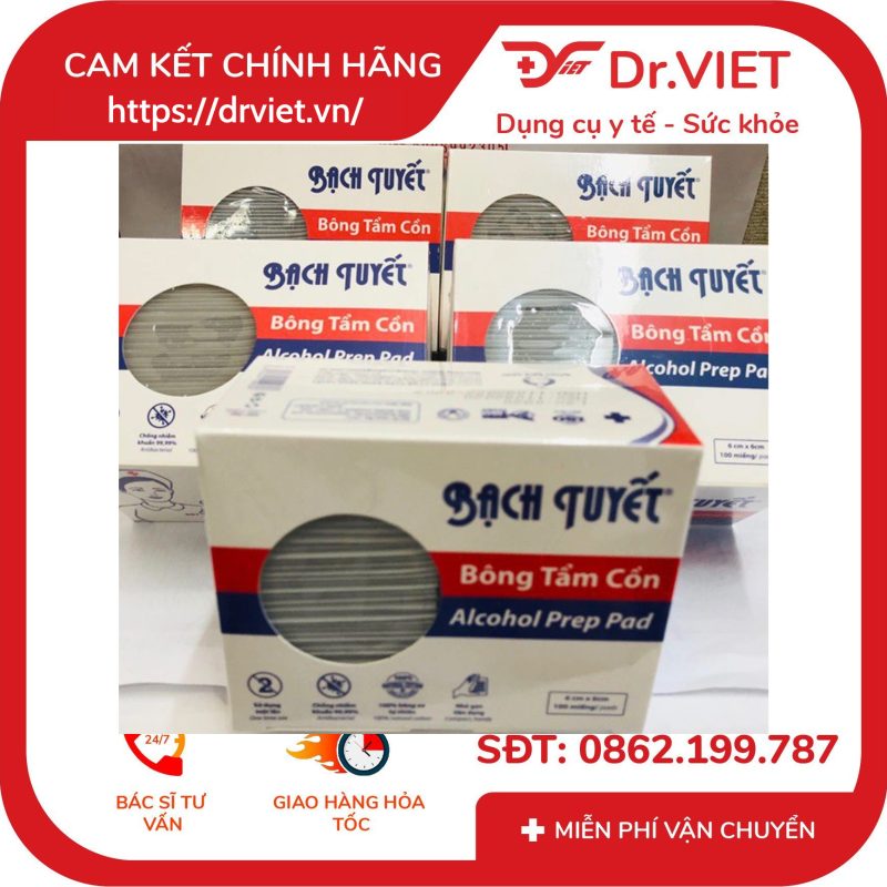 Bông Tẩm Cồn Y Tế Bông Bạch Tuyết 100 miếng 12 Bông Tẩm Cồn Y Tế Bông Bạch Tuyết 100 miếng