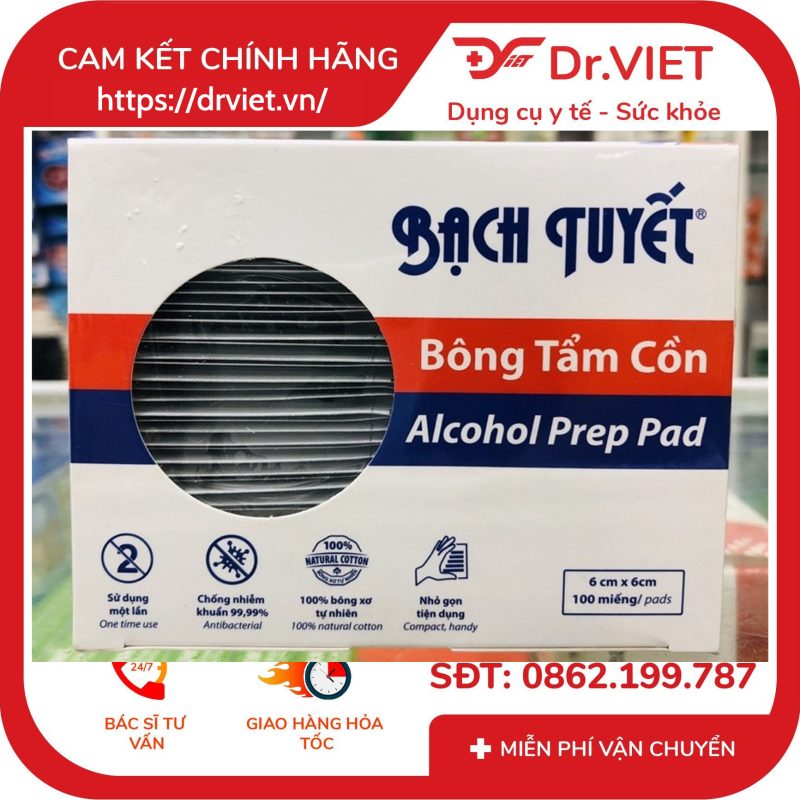 Bông Tẩm Cồn Y Tế Bông Bạch Tuyết 100 miếng 13 Bông Tẩm Cồn Y Tế Bông Bạch Tuyết 100 miếng