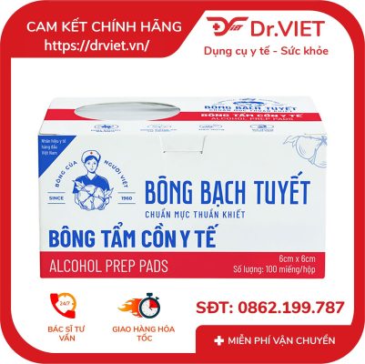 Bông Tẩm Cồn Y Tế Bông Bạch Tuyết 100 miếng 14 Bông Tẩm Cồn Y Tế Bông Bạch Tuyết 100 miếng