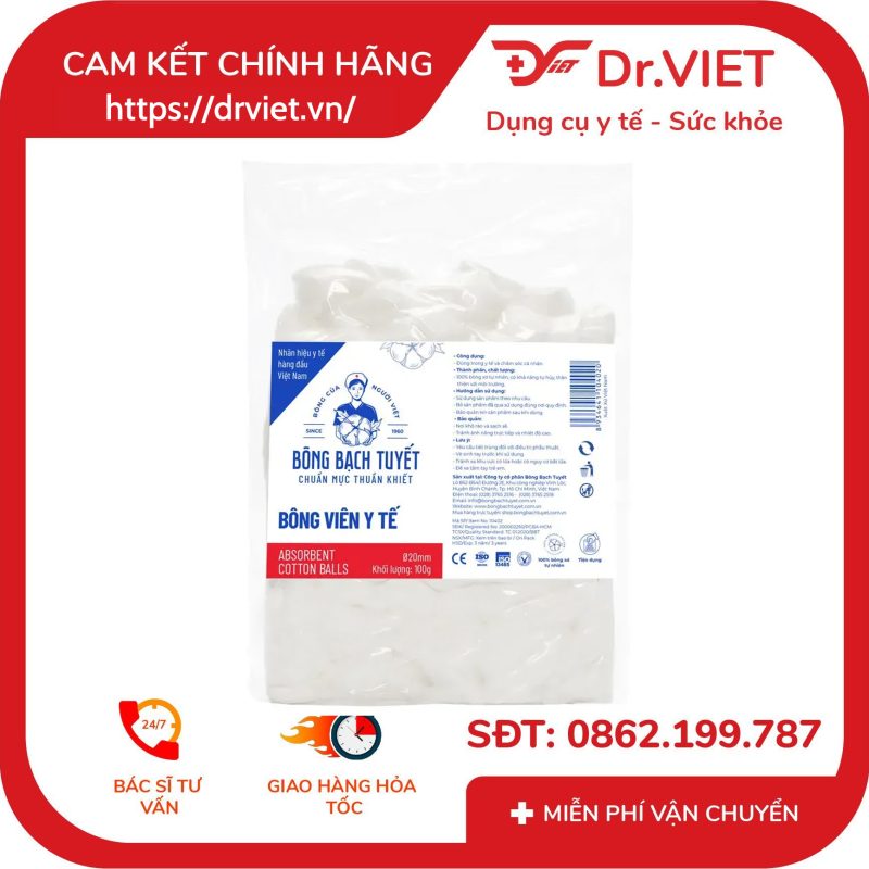 Bông Viên Y Tế Bạch Tuyết 20mm 11 Bông Viên Y Tế Bạch Tuyết 20mm