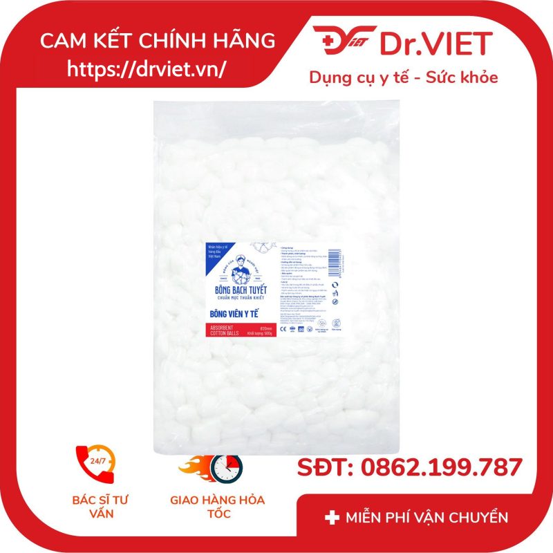 Bông Viên Y Tế Bạch Tuyết 20mm 10 Bông Viên Y Tế Bạch Tuyết 20mm