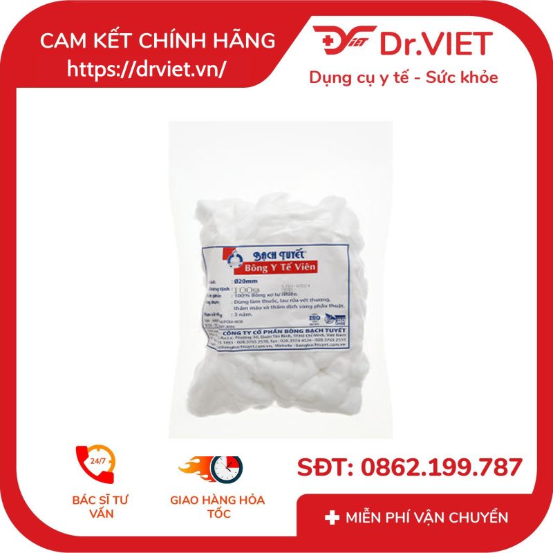 Bông Viên Y Tế Bạch Tuyết 20mm 12 Bông Viên Y Tế Bạch Tuyết 20mm