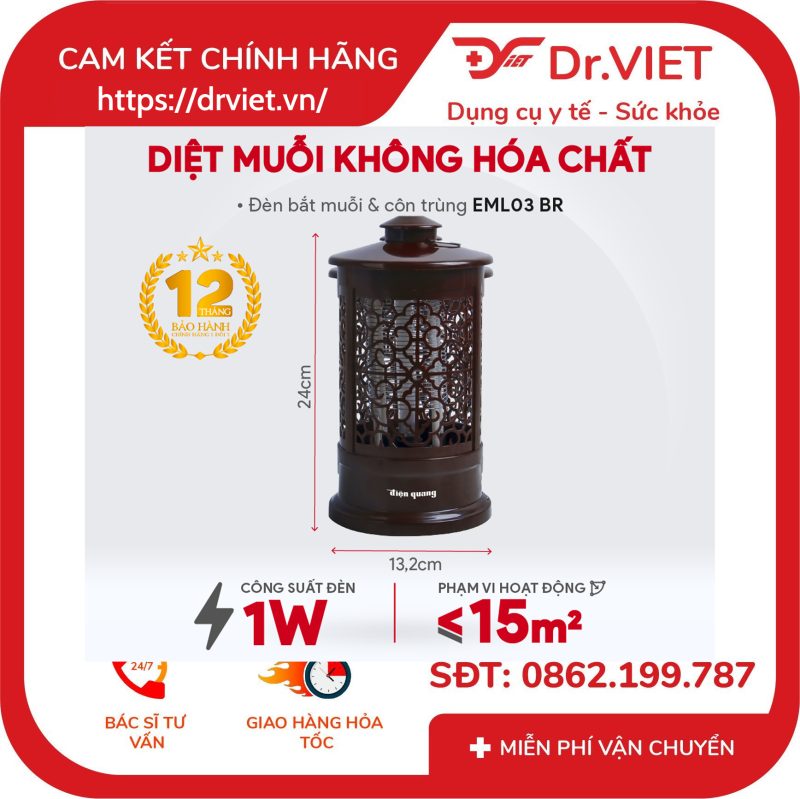 Đèn bắt muỗi Điện Quang ĐQ EML03 BR