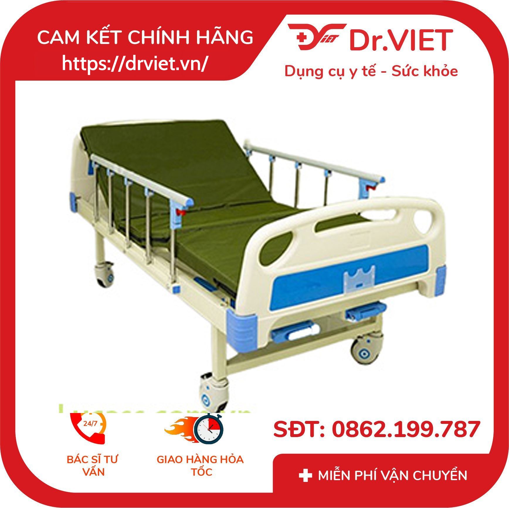 Giường Bệnh Nhân 2 Tay Quay Lucass GB-C2 (GB-9E) 8 Giường Bệnh Nhân 2 Tay Quay Lucass GB-C2 (GB-9E)