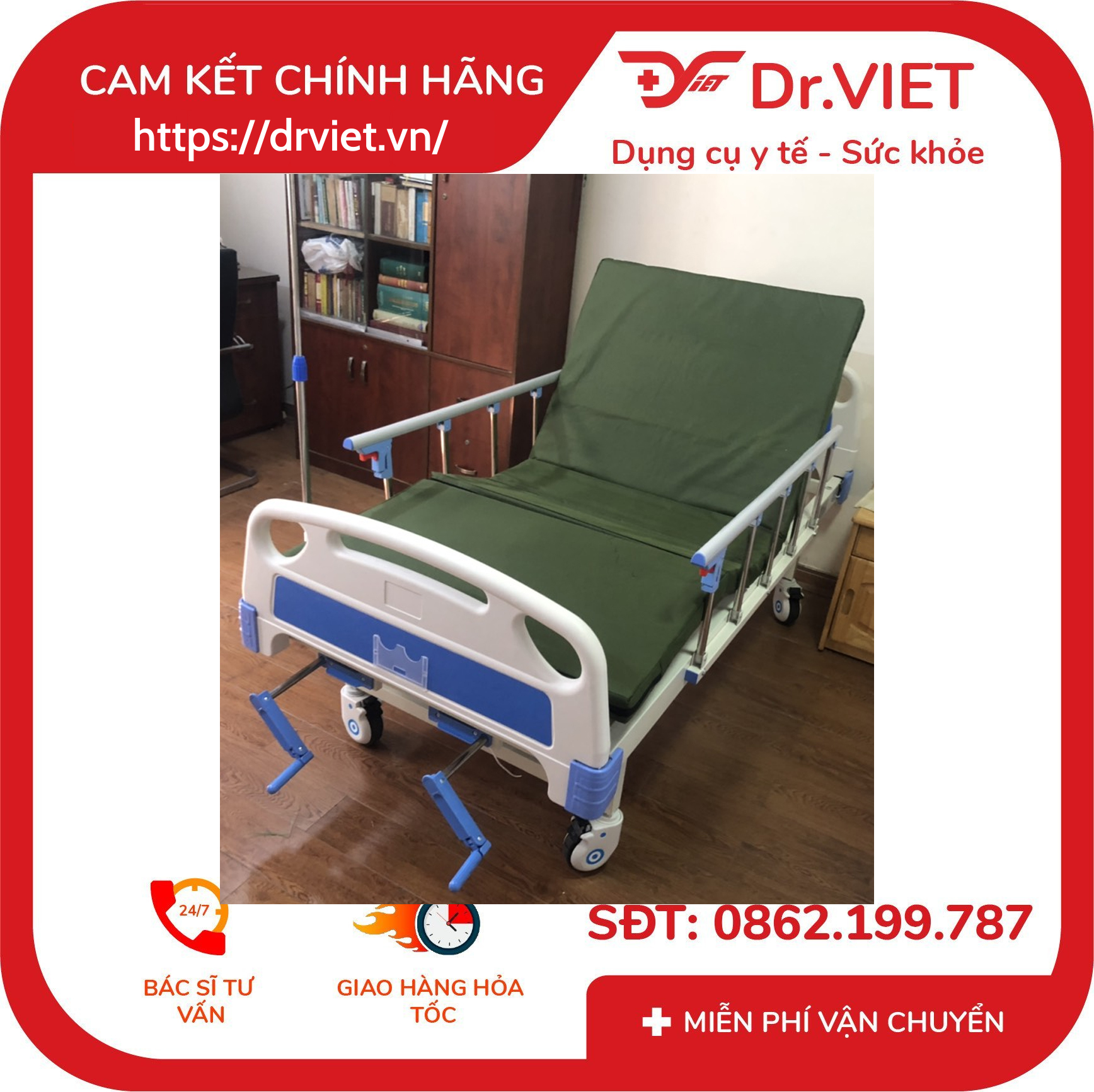 Giường Bệnh Nhân 2 Tay Quay Lucass GB-C2 (GB-9E) 5 Giường Bệnh Nhân 2 Tay Quay Lucass GB-C2 (GB-9E)