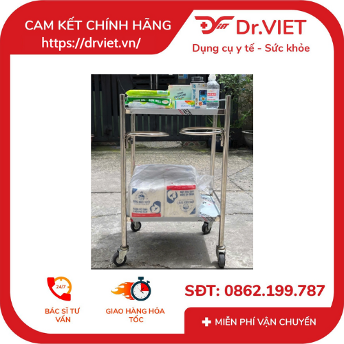 Xe Đẩy Inox Bệnh Viện 2 Tầng 35x50 2 Vòng Thau Sự Lựa Chọn Thông Minh Cho Mọi Cơ Sở Y Tế 1 Xe đẩy inox bệnh viện