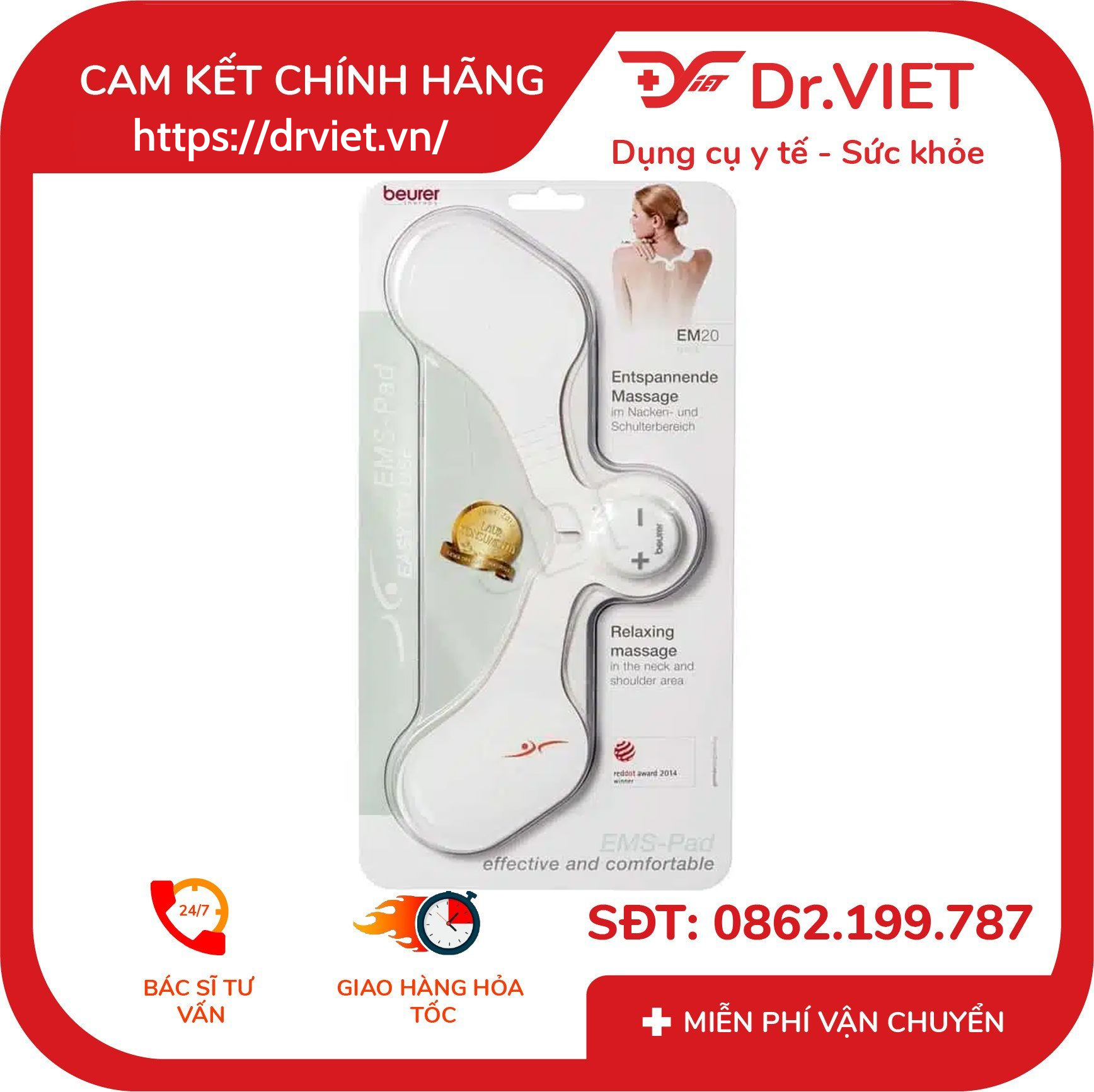 Máy massage xung điện trị đau cổ vai gáy Beurer EM20 6 Máy massage xung điện trị đau cổ vai gáy Beurer EM20