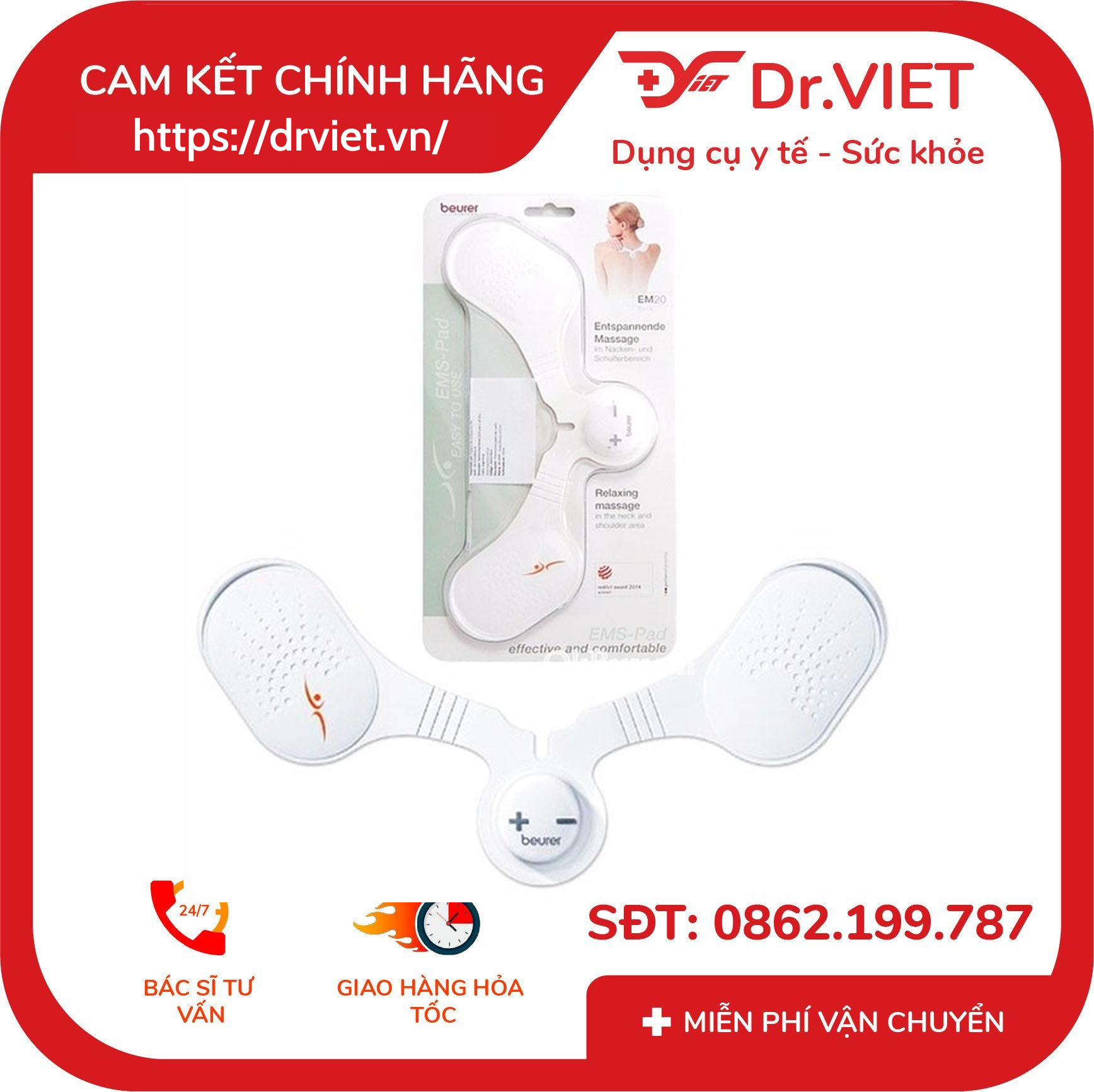 Máy massage xung điện trị đau cổ vai gáy Beurer EM20 8 Máy massage xung điện trị đau cổ vai gáy Beurer EM20