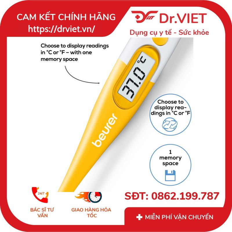 Nhiệt kế điện tử đầu mềm Beurer BY11 12 Nhiệt kế điện tử đầu mềm Beurer BY11