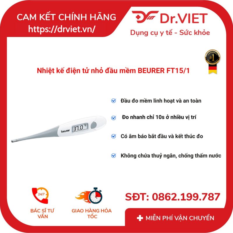 Nhiệt kế điện tử đầu mềm Beurer FT15/1 15 Nhiệt kế điện tử đầu mềm Beurer FT15/1