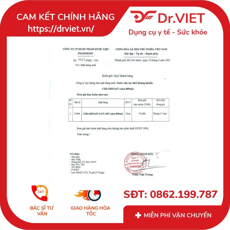 Nước rửa tay khô kháng khuẩn CHLORFAST 800ml 9 Nước rửa tay khô kháng khuẩn CHLORFAST 800ml