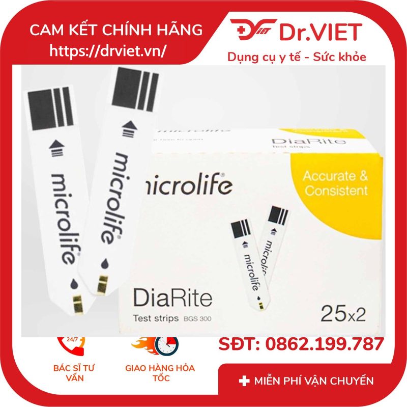 Que thử đường huyết Microlife DiaRite BGM Test 50 que