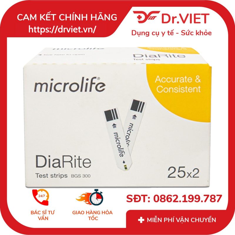 Alternative view of Que thử đường huyết Microlife DiaRite BGM Test 50 que