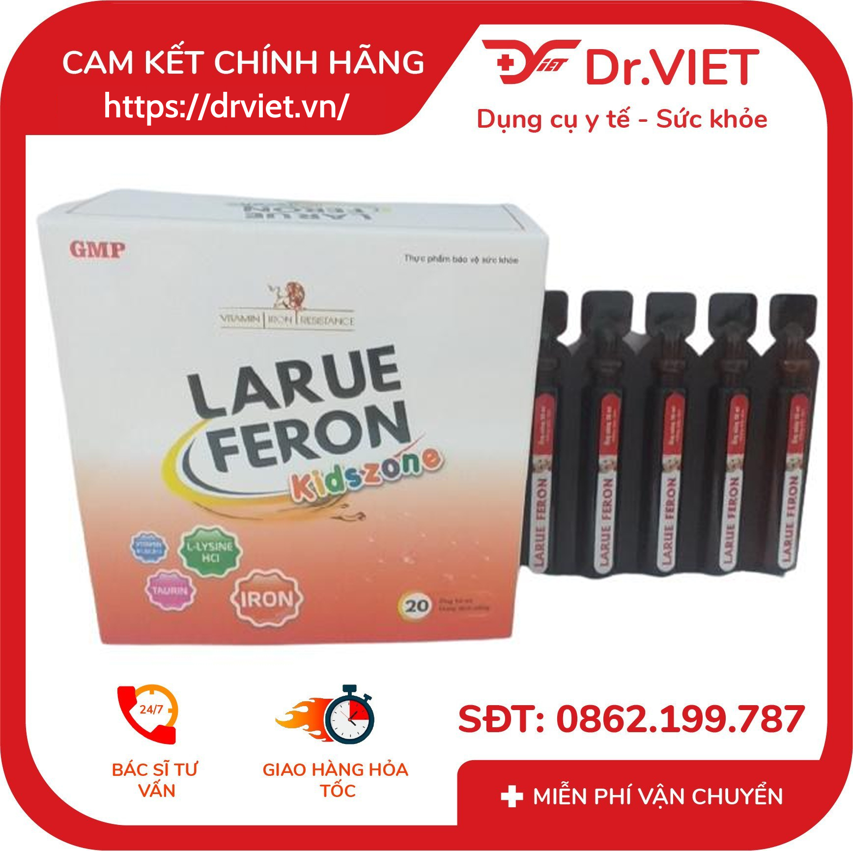 Siro Larue Feron bổ sung sắt giúp ăn ngon miệng Hộp 20 ống 6 Siro Larue Feron bổ sung sắt giúp ăn ngon miệng Hộp 20 ống