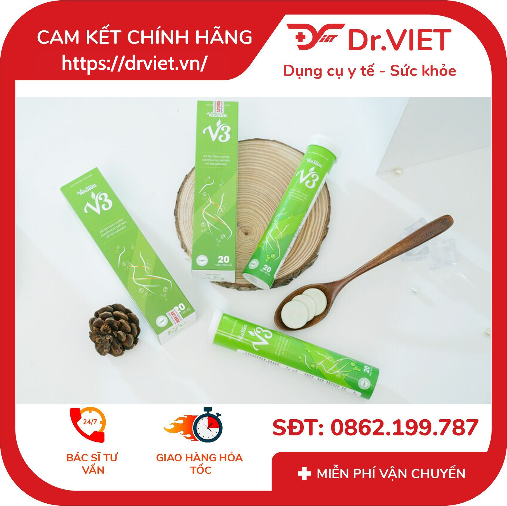 Viên sủi giảm cân Vinslim V3 6 Viên sủi giảm cân Vinslim V3