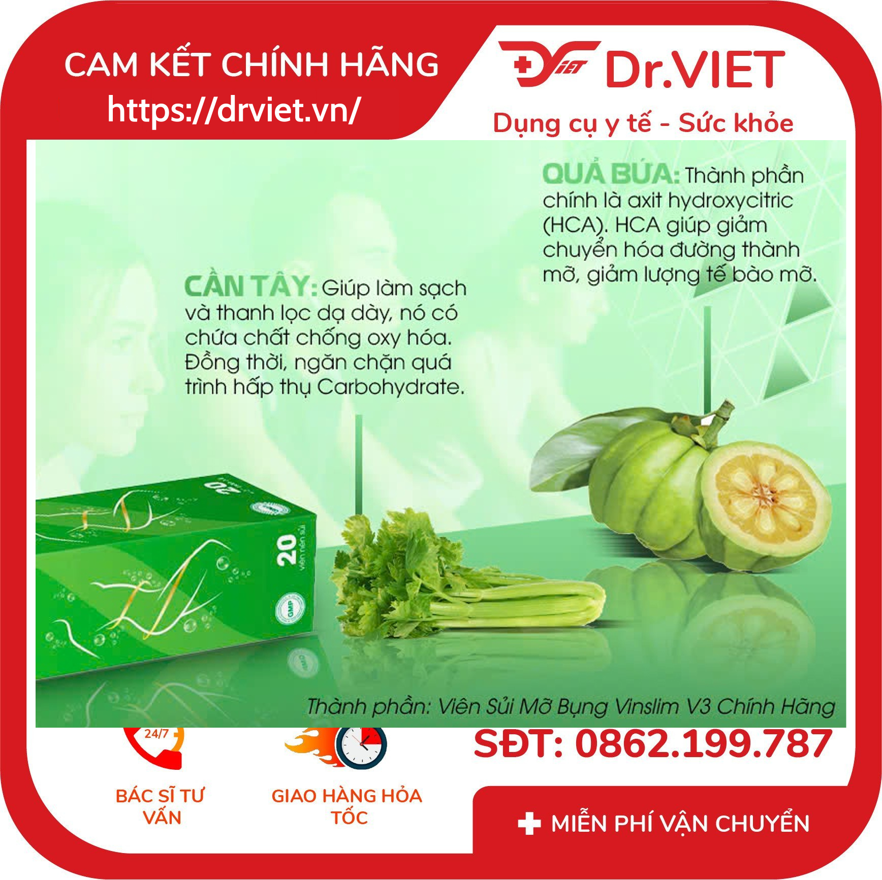 Viên sủi giảm cân Vinslim V3 7 Viên sủi giảm cân Vinslim V3