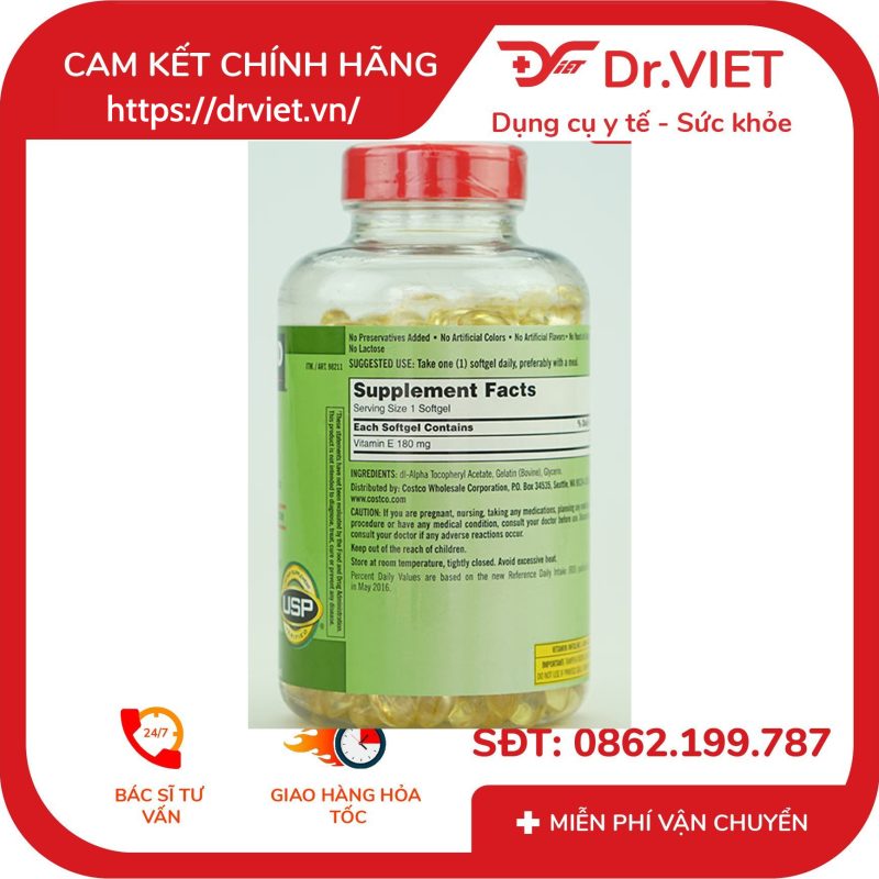 Viên uống bổ sung Vitamin E 400 I.U Kirkland Signature 500 Viên
