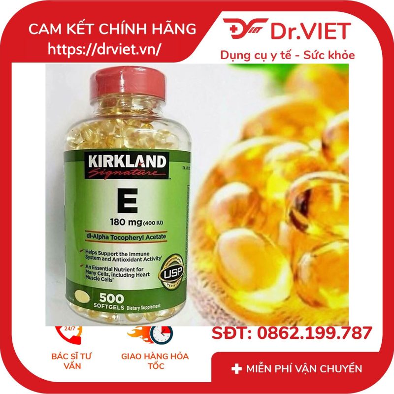 Viên uống bổ sung Vitamin E 400 I.U Kirkland Signature 500 Viên