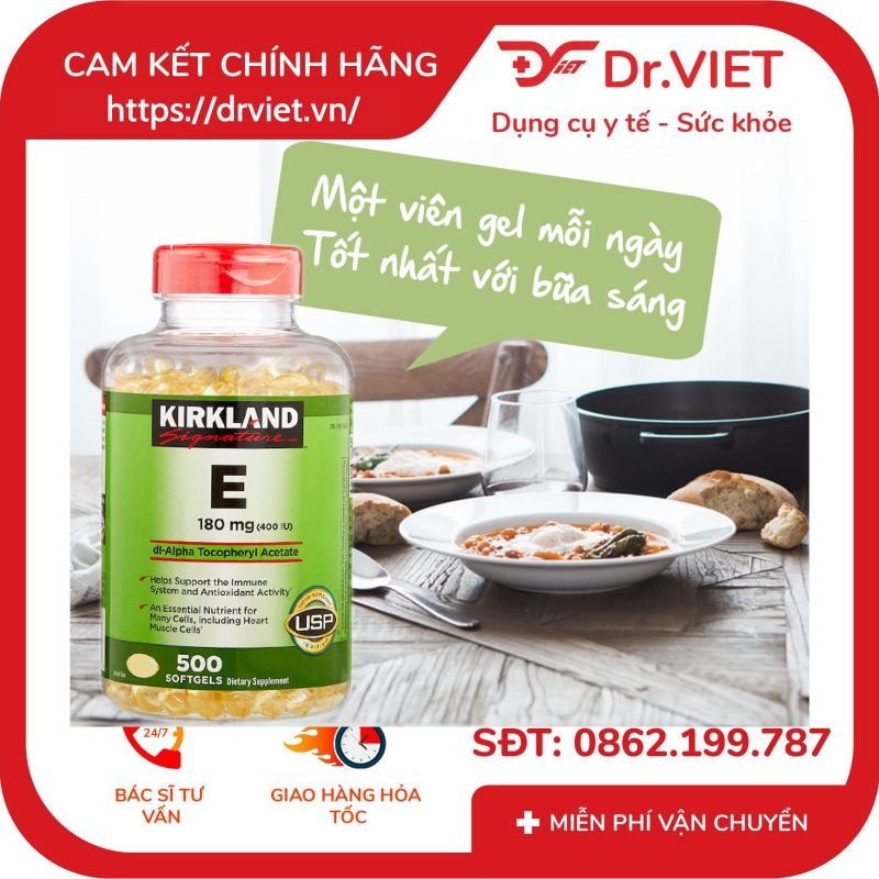 Viên uống bổ sung Vitamin E 400 I.U Kirkland Signature 500 Viên