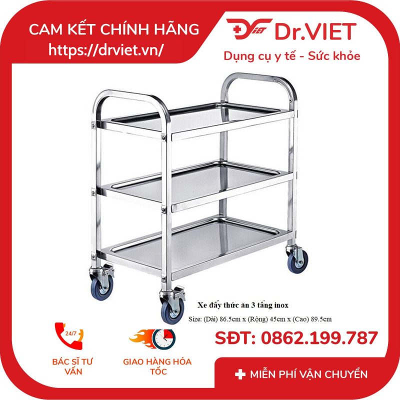 Xe Đẩy Inox 3 tầng DCG-34 10 Xe Đẩy Inox 3 tầng DCG-34
