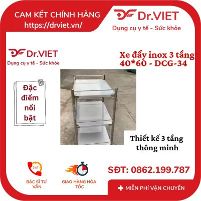 Xe Đẩy Inox 3 tầng DCG-34 13 Xe Đẩy Inox 3 tầng DCG-34