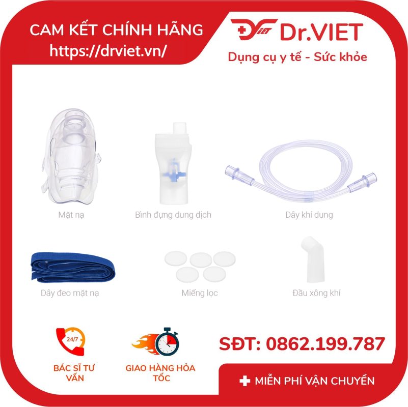 Bộ phụ kiện cho máy xông khí dung Omron NE-C106 đầy đủ 13 Bộ phụ kiện cho máy xông khí dung Omron NE-C106 đầy đủ