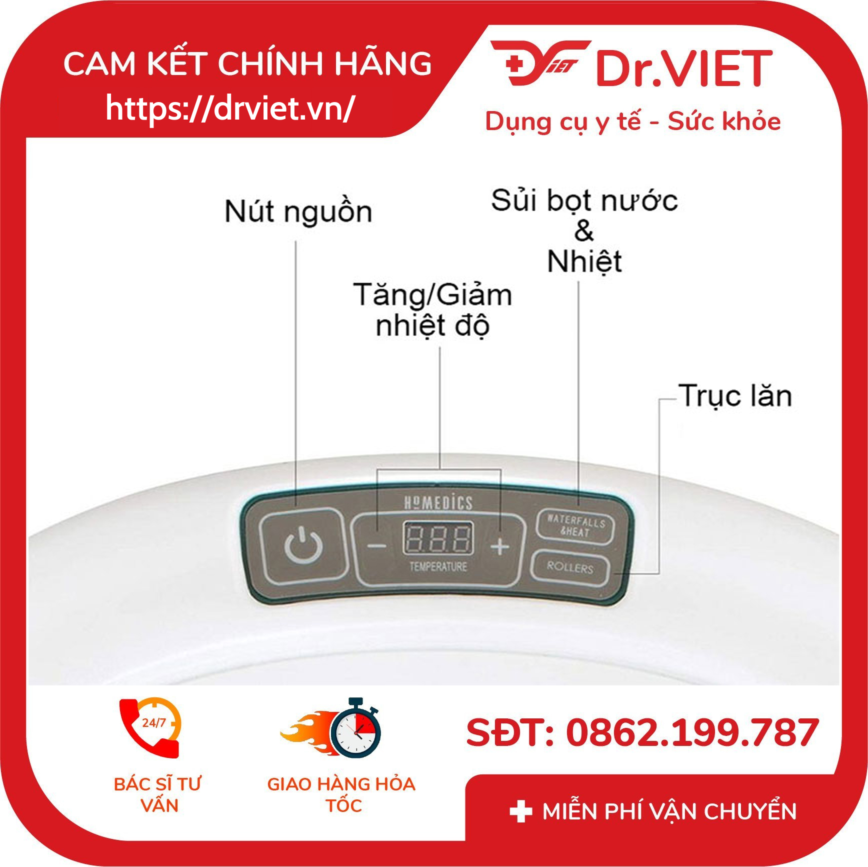 Bồn ngâm chân cao cấp massage HoMedics FB-650 7 Bồn ngâm chân cao cấp massage HoMedics FB-650