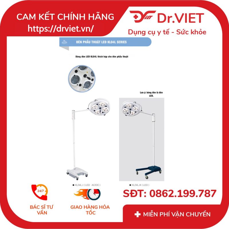 Đèn mổ di động 4 bóng Keling KL04L.I LED 10 Đèn mổ di động 4 bóng Keling KL04L.I LED