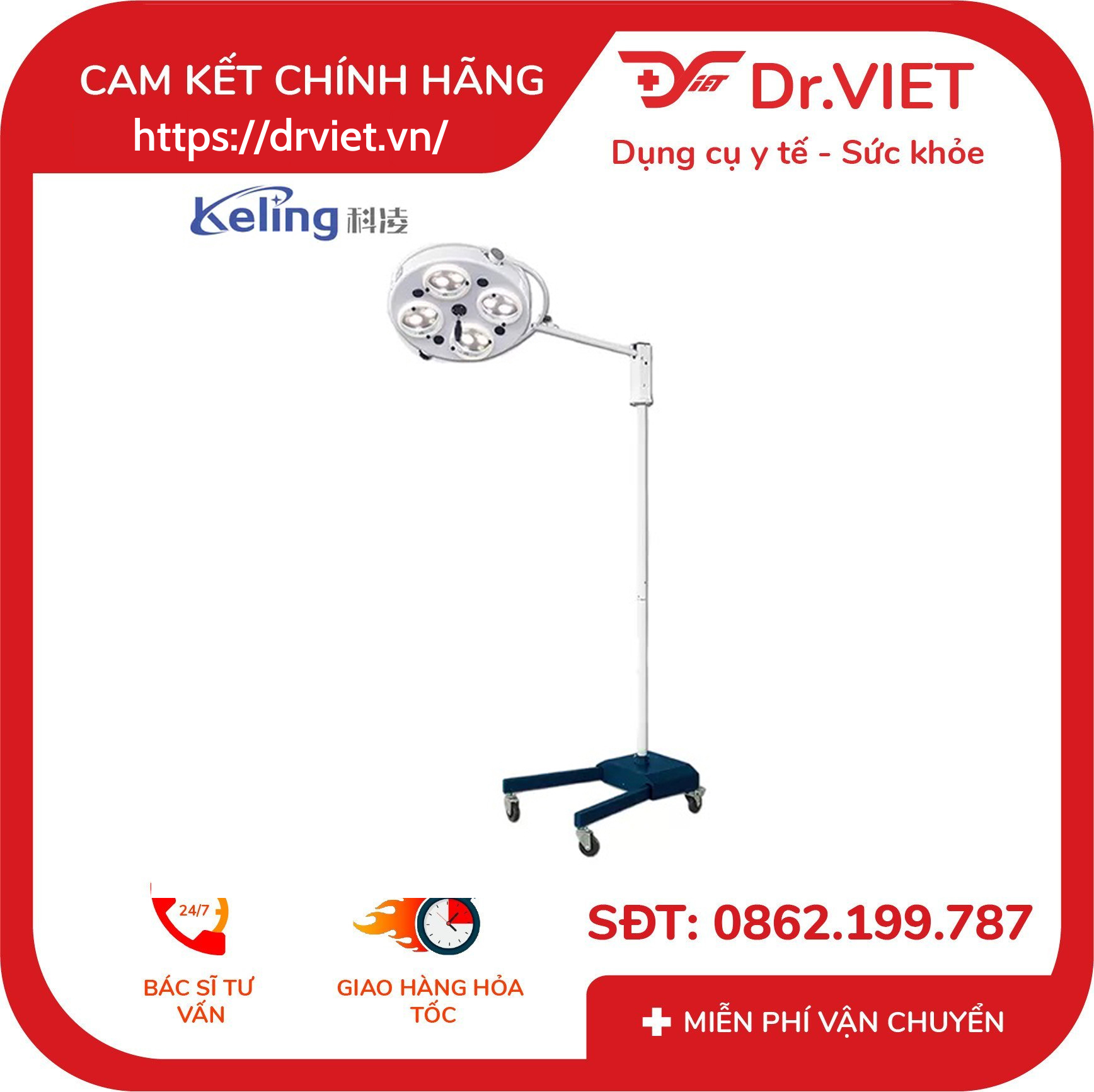 Đèn mổ di động 4 bóng Keling KL04L.I LED 2 Đèn mổ di động 4 bóng Keling KL04L.I LED