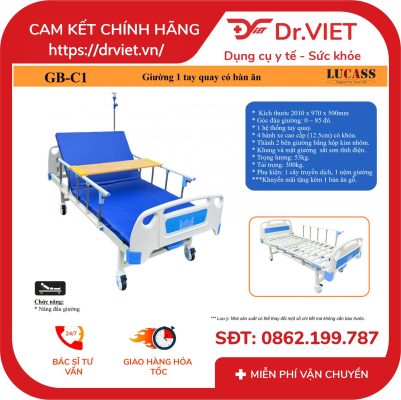 Giường bệnh 1 tay quay Lucass GB-C1 (GB-8E)