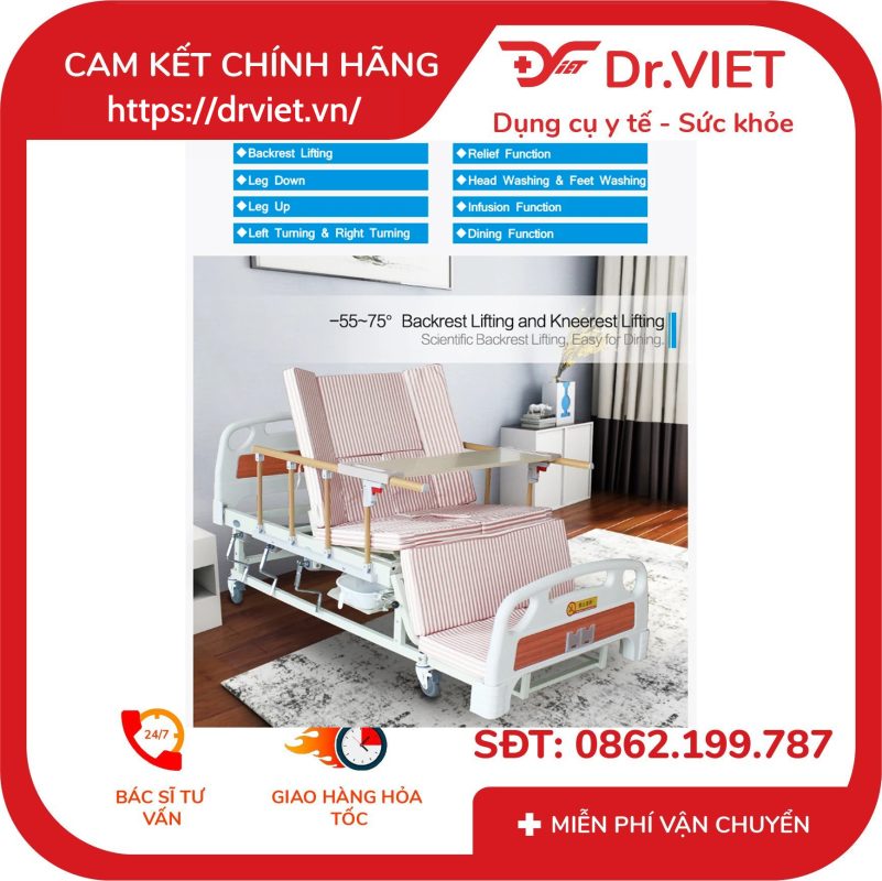 Giường bệnh nhân 12 chức năng 4 tay quay MAIDESITE E28