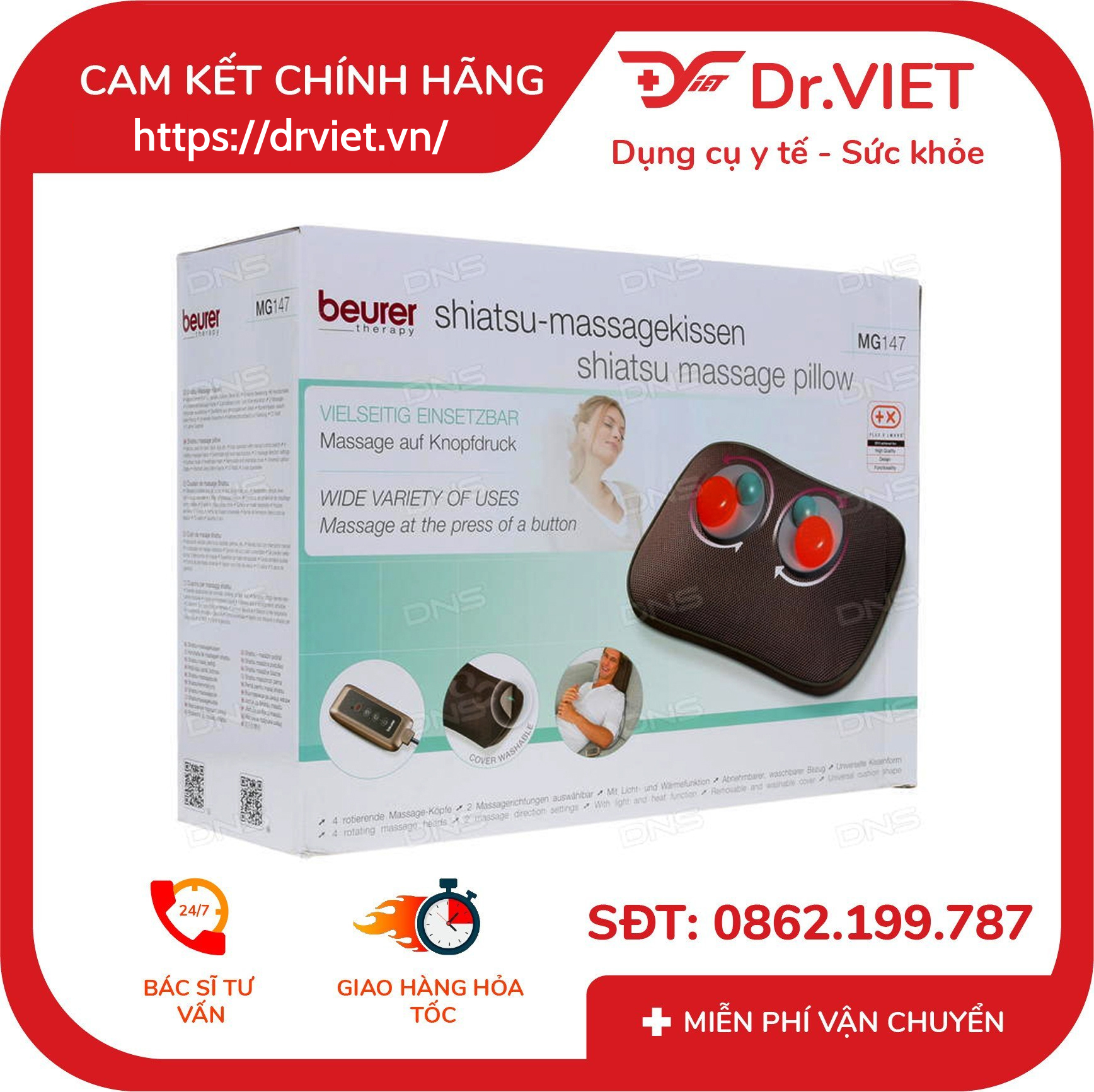 Gối Massage Đèn Hồng Ngoại Beurer MG147 3 Gối Massage Đèn Hồng Ngoại Beurer MG147
