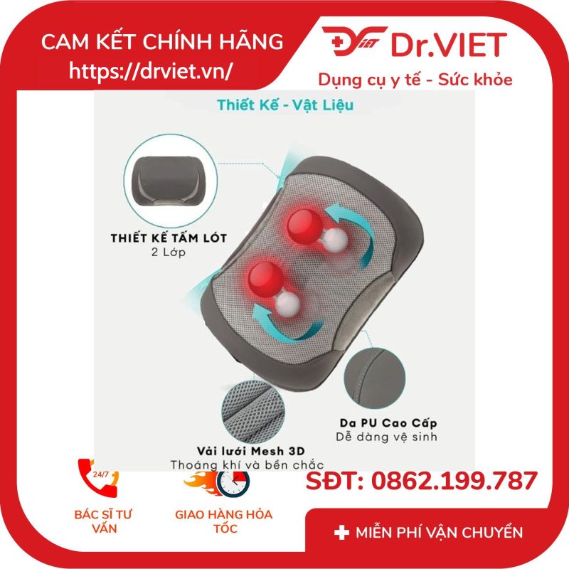 Gối massage kèm nhiệt Shiatsu 3D HoMedics SP-100H-GB 12 Gối massage kèm nhiệt Shiatsu 3D HoMedics SP-100H-GB