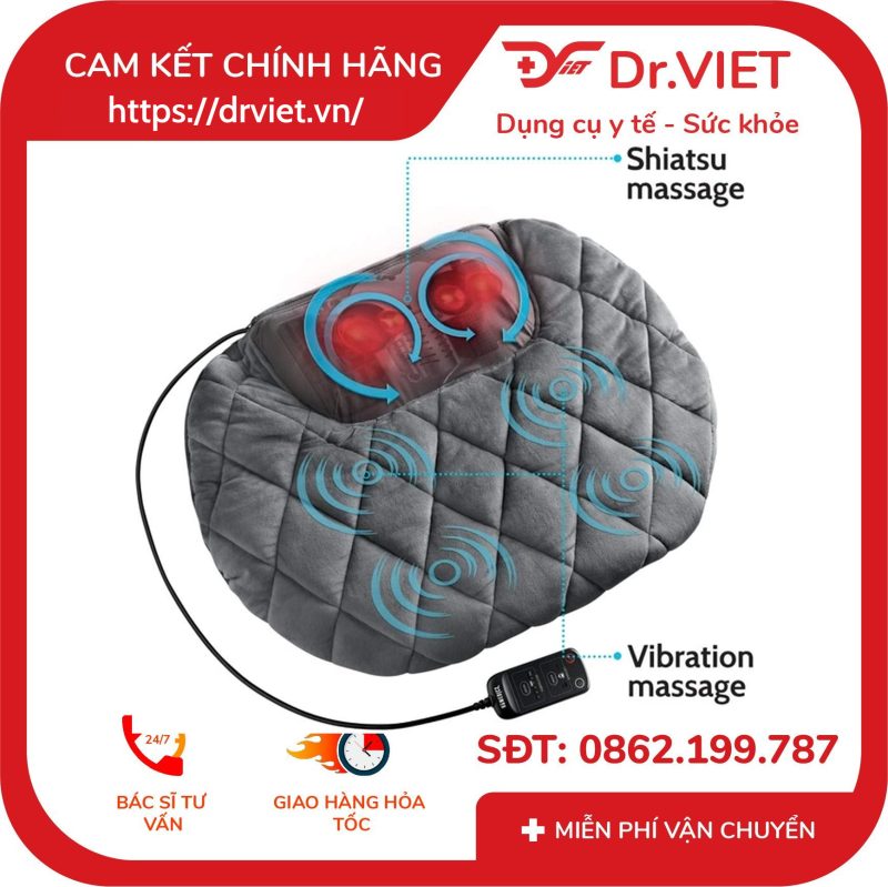 Gối massage shitatsu body kèm nhiệt HoMedics SP-129HJA