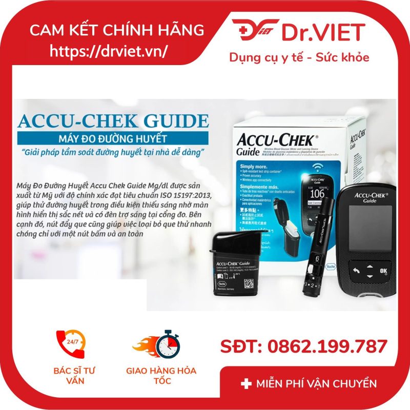 Máy đo đường chuyết Accu-Chek Guide tặng que đo đường huyết 12 Máy đo đường chuyết Accu-Chek Guide tặng que đo đường huyết