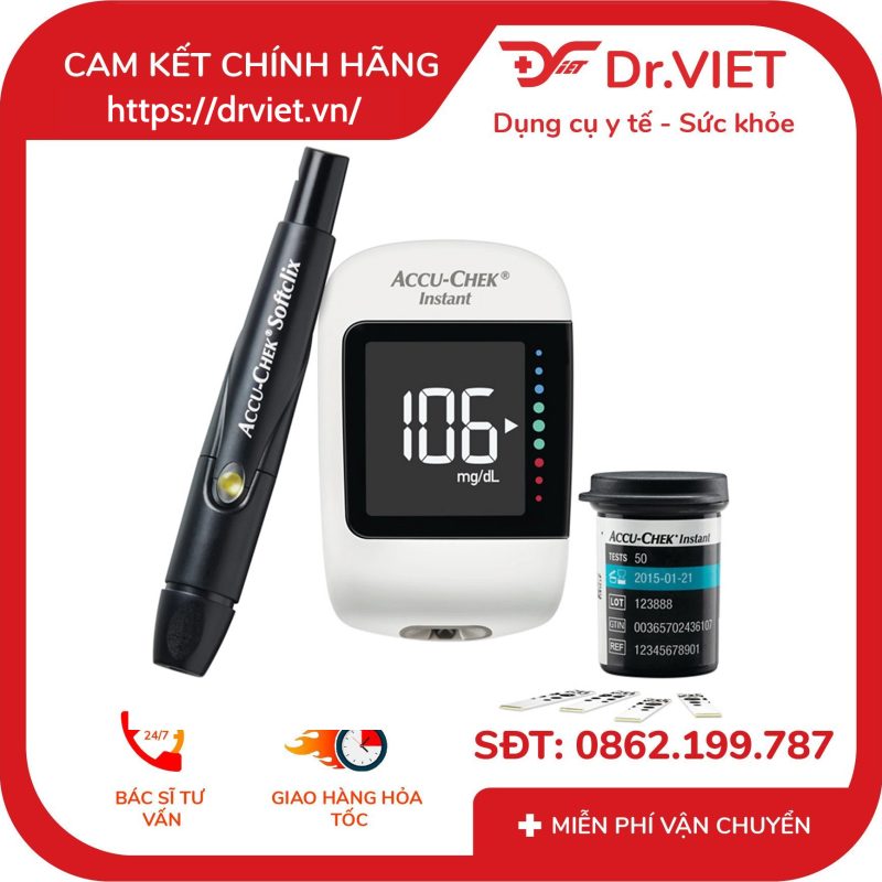Máy đo đường huyết Accu-Chek Instant tặng kèm que thử đường huyết 10 Máy đo đường huyết Accu-Chek Instant tặng kèm que thử đường huyết
