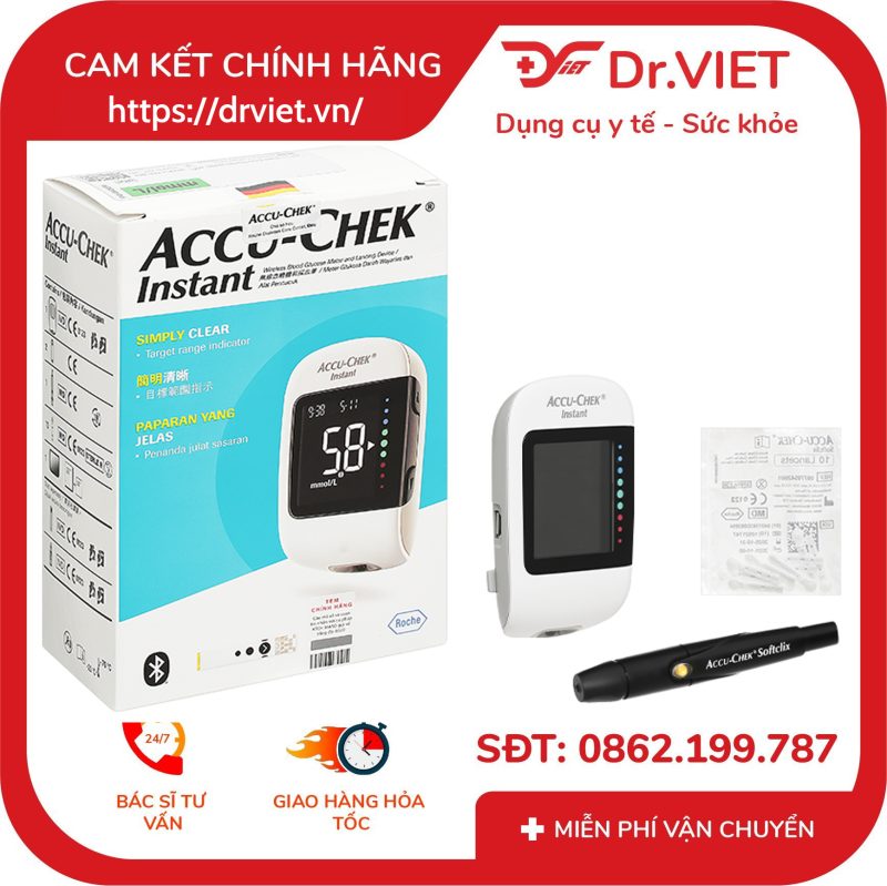 Máy đo đường huyết Accu-Chek Instant tặng kèm que thử đường huyết