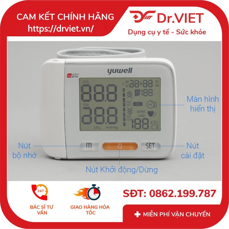 Máy đo huyết áp điện tử Yuwell YE8600A 14 Máy đo huyết áp điện tử Yuwell YE8600A