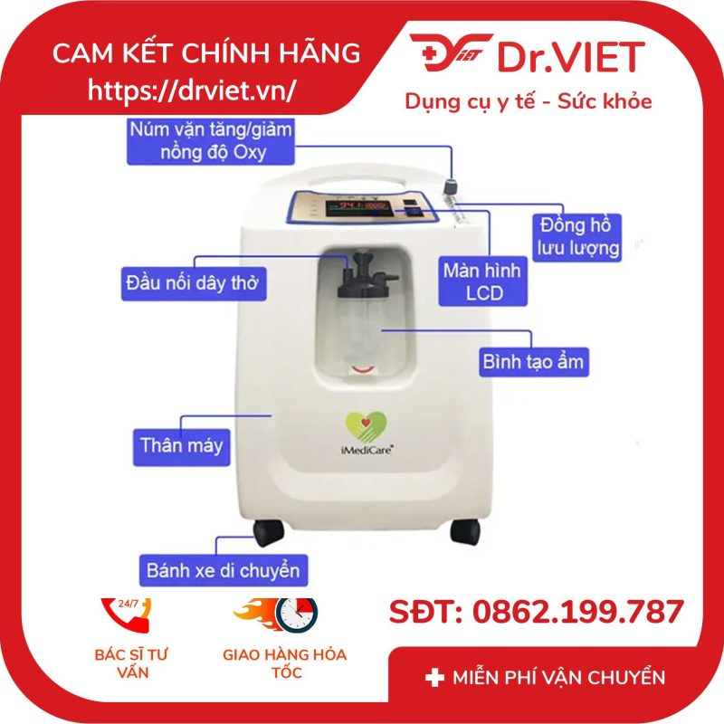 Máy tạo oxy iMediCare iOC-3LS 3 lít 12 Máy tạo oxy iMediCare iOC-3LS 3 lít